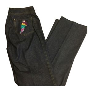 RARE 70's Vintage City Girl Styled in California Embroidered Parrot Jeans Retro